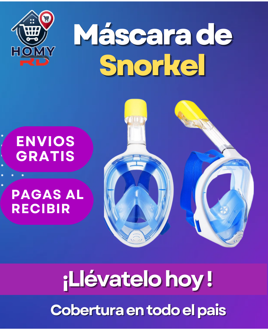 Respira libre bajo el agua: Máscara de Snorkel L/XL