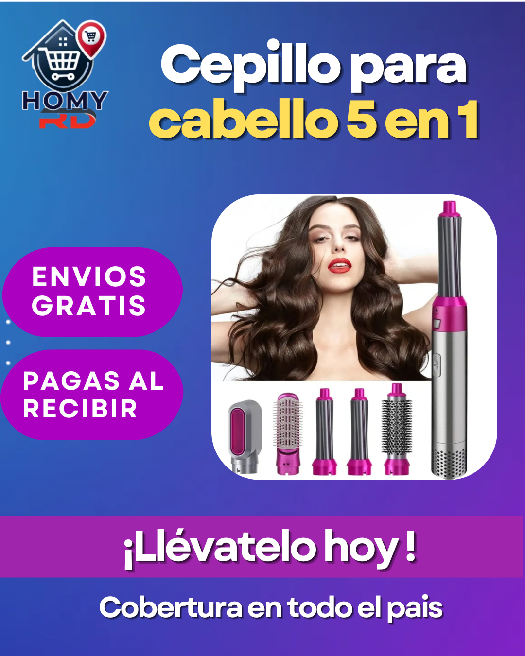 Cepillo Para Cabello 5 en 1